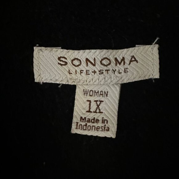 Sonoma Womens 1X Fleece Vest Full Zip Pockets Solid Black Plus Size - Picture 5 of 9